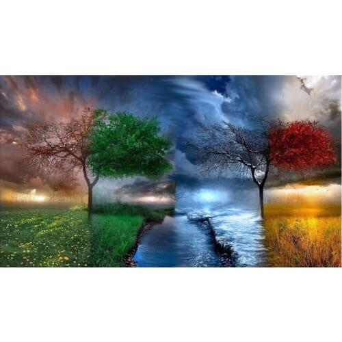 Four Season Scenery Diamond Painting Gorgeous Nature Tree 5D DIY Full Drill Rhinestone Embroidery Cross Stitch Wall Art