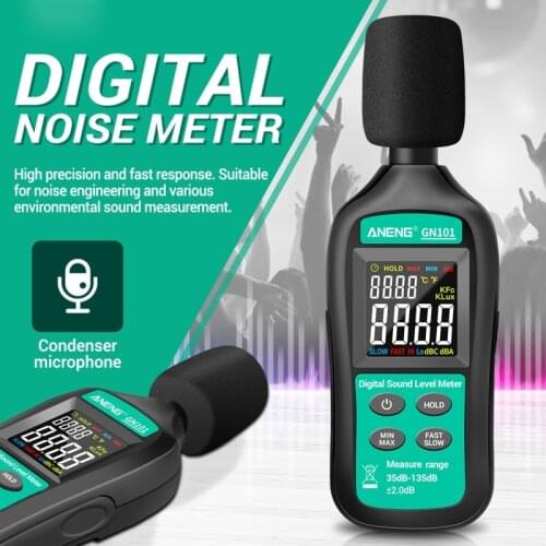 Digital Noise Meter Sound Level Meter 35-135 db Decibel Monitor Intelligent Logger Diagnostic Tool GN101 High Quality and New