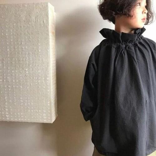 Kids Shirts New Autumn Clothes Children Cotton Linen Ruffled Collar Loose Casual Long-sleeved Blouses Baby Girl Boys Solid Color