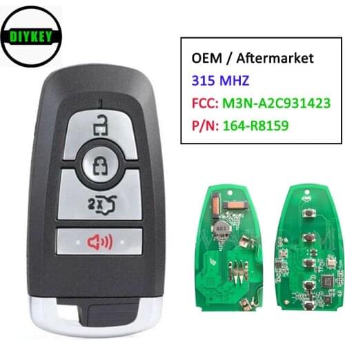 DIYKEY OEM / Aftermarket Smart Remote Car Key Fob 315MHz for Ford Mustang 2017-2018 P/N:164-R8159 FCCID：M3N-A2C931423