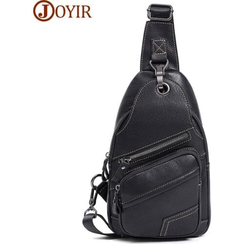 JOYIR Genuine Leather Mens Shoulder Bag Chest Bag Vintage Casual Sling Bags for Men 2021 Male Chest Pack with USB Charging
