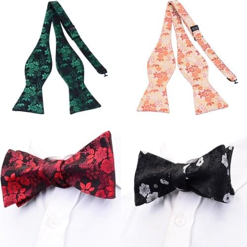 GUSLESON Quality Silk Mens Self Tie Bow Tie Adjustable Floral Bowtie Self-tied Ties For Men Noeud Papillon Suit Wedding Party