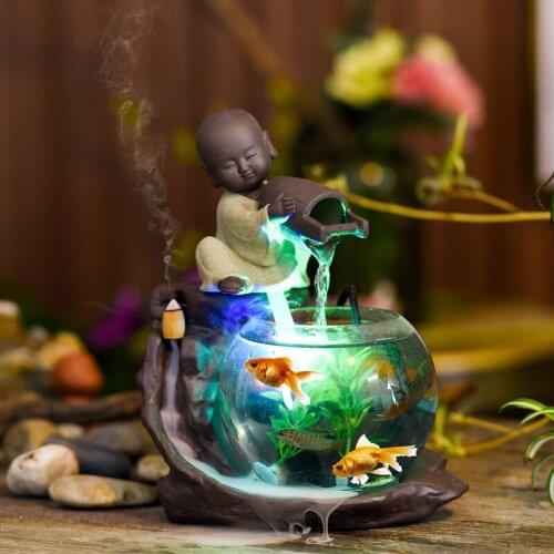 Ceramic desktop fountain, aquarium, humidifier, furnishings, home decoration, Fengshui wheel, small sand, creative decoration