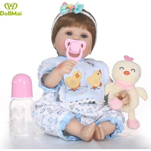 16"40cm Reborn silicone Baby Alive Lovely Baby Reborn Dolls brown hair girl Baby Playing Toys for Kids Birthday Christmas Gift