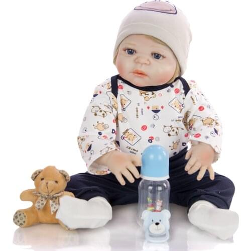 23 Inch Reborn Baby Doll Toys 57 Cm Full Silicone Vinyl Realistic Handsome Babies Doll Boys Kid Birthday Present bebe reborn