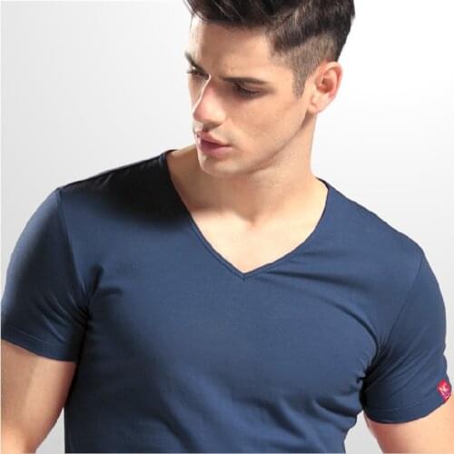 KEQI NACHUAN 2019 summer Hot Sale Cotton T shirt mens casual short sleeve T-shirts black/Gray/Denim Blue/white M-4XL HH012V-Y