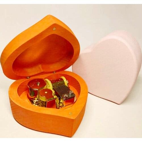 Handmade wind up heart music box, wooden custom engraved music box, personalized gift free shipping