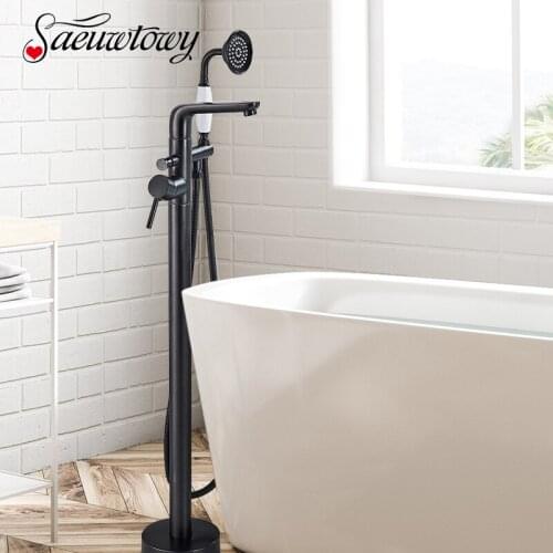 Floor Standing Faucet Bathtub Shower Faucet Hot Cold Water Mixer Tap Pull Out Switch Sinlge Handle Bath Tub Bathroom Shower Set