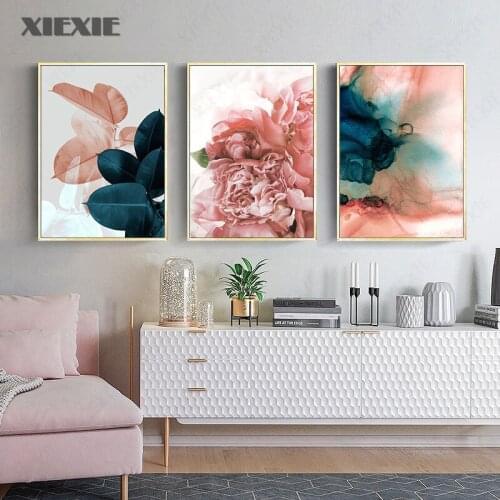 Watercolor Flower Leaf Nordic Poster Wall Art Canvas Painting Abstract Posters and Prints Wall Pictures for Living Room Decor