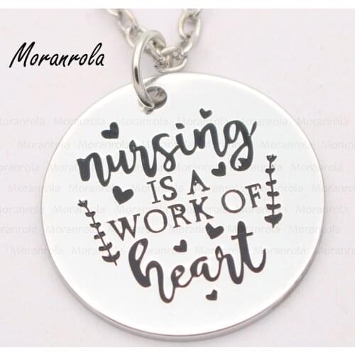 New arried "Nursing is a work of heart " Copper necklace &Keychain,charm Hand Stamped jewelry Gift for nurse Nursing Graduation