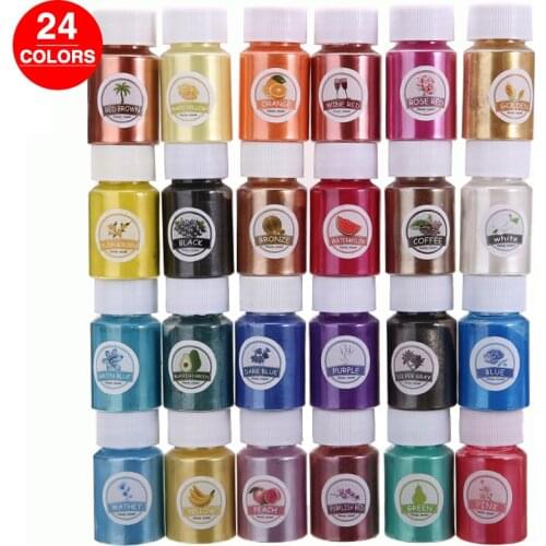 24 Color Resin Pigment Dye Colorful Mica Powder Epoxy Resin Dye Pearl Pigment DIY Craft Soap Crystal Slime Pigment Making