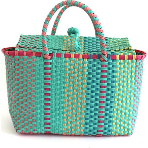 Plastic Woven Women Handbags Summer Straw Beach Bag Fashion Designer Storage Basket Large Capacity Female Tote Bag Shopper Purse