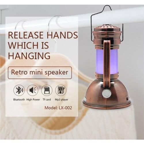 Portable retro LED night light Bluetooth speaker supports TF card, FM, AUX mini outdoor speaker built-in microphone