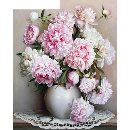 Pink Peony Paintings By Numbers DIY Pictures Oil Coloring By Numbers Set Gift Drawing By Numbers Canvas Decor New Arrivals