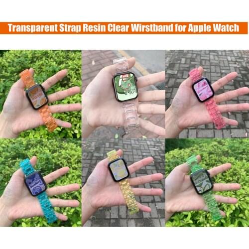 Newest Band Watch Transparent Strap Resin Clear Wirstband for Apple Watch Series 6 SE 5 4 3 2 138mm 40mm 42mm 44mm bracelet
