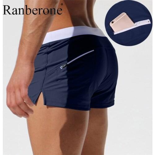 Renberone 2020 Summer Swimwear Men Swimsuit Boy Swim Suits Boxer Shorts Trunks Swimming Running Shorts Mens Beach Shorts
