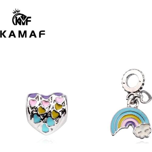 10pcs High Quality Jewelry Peach Heart Bracelet Beaded Septa Beads and Rainbow White Cloud Necklace Pendant