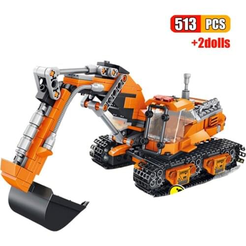 High-Tech Excavator Car Engineering Truck Construction Machnical Building Blocks Set Digger Model Bricks Toys Gifts For Children