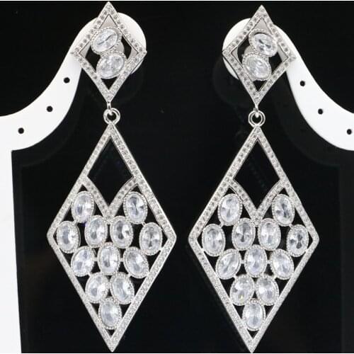 35x13mm SheCrown Jewelry Set 18x13mm Drop Real Green Emerald White CZ For Women Daily Wear Silver Pendant Earrings