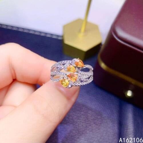 925 Pure Silver Chinese Style Natural Color Sapphire Womens Luxury Classic Water Drop Adjustable Gem Ring Fine Jewelry Support