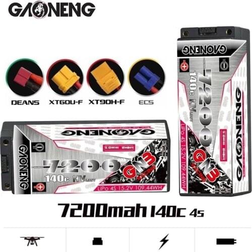 1/2/3pcs GNB GAONENG 15.2V 7200mAh 4S 140C MAX 280C Hardcase LiPo LiHV Battery for 1:8 1/8 RC Car Four Drive Off-Road Boat