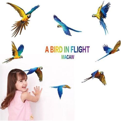 1 PCS Macaw Parrot Wall Stickers Colorful Bright Pvc For Living Room Bedroom Home Decoration 60*45CM