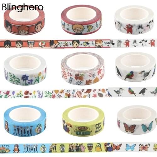 10pcs/lot BH1130 Blinghero 15mmX5m Cartoon Cat Animals Butterfly Matte Washi Paper Tape Tv Show Adhesive Tape Sticker Label Gift