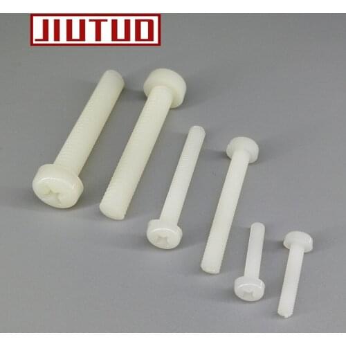 10PCS M8*10/15/20/25/30/35/40/50/60 white Round head cross nylon screw phillips Round Head Screw M8 screws 8mm screw bolt
