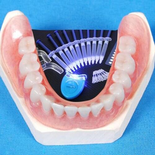 10pcs Dentist Teeth Whitening 44% Peroxide Bleaching System 10pcs whitening gel+2pcs tray+1pc mini cold whitening light