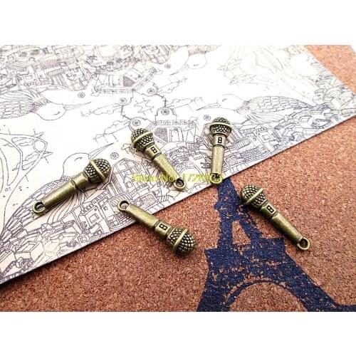 15pcs--Microphone Charms Antique bronze 3D Microphone charm Pendants 27x7mm