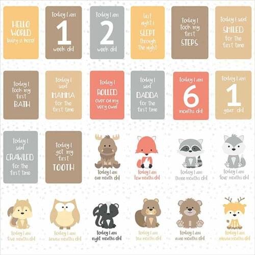 24Pcs/Set For Memory Baby Pregnant Women Monthly Photograph Cards Fun Month Milestone Cards