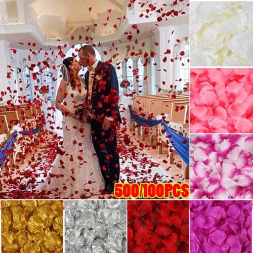 500/100pcs Simulation Rose Petal Colorful Silk Rose Artificial Petals Wedding Anniversary Party Favors Decoration