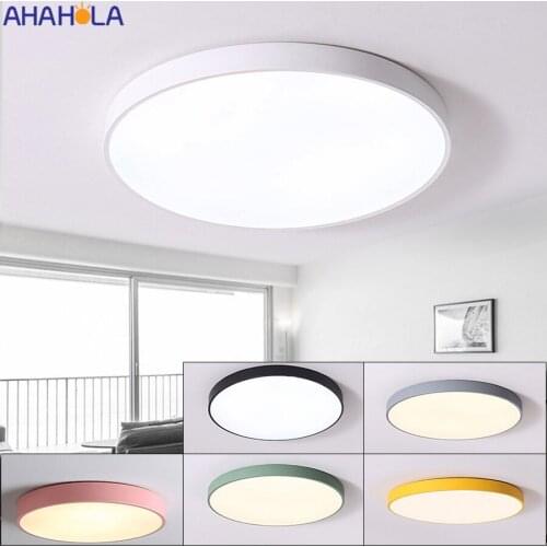 AC 110v/220v Black White Grey Led Ceiling Light Modern Nordic Round Lamp Modern Led Ceiling Lamp for Living Room Lampara Techo