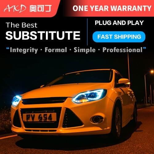 AKD tuning cars Headlight For Ford Focus 2012-2014 Headlights LED DRL Running lights Bi-Xenon Beam Fog lights angel eyes Auto