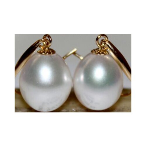 Free shipping>>>>noble jewelry charming 12-13mm south sea white pearl earring 14k