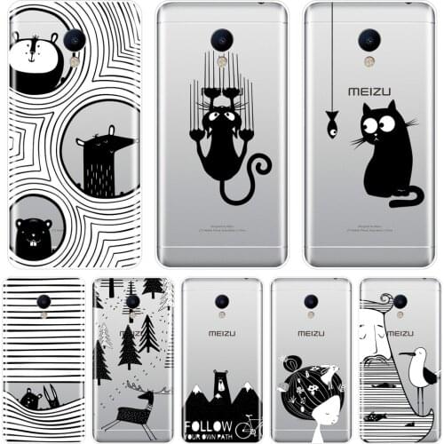 Soft Phone Case Silicone For Meizu M2 M3 M3S M5 M5C M5S M6 M6S M6T Black Cat Dog Rabbit Back Cover For Meizu M6 M5 M3 M2 Note