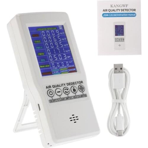 Digital CO2 Sensor Meters Formaldehyde Detector PM2.5 Detector Air Quality Detector Carbon Doxide dDtector LCD Color Screen