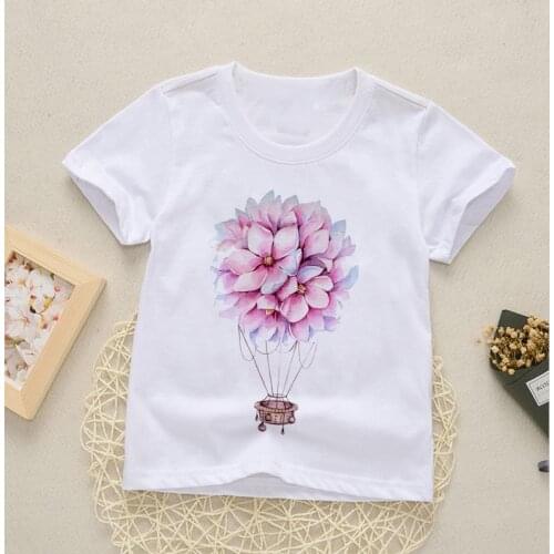 Balloon Printed Kids T-Shirt Girls Boys Short Sleeve Tee Tops Kids Cartoon Clothes Children Birthday Party Wear 1368