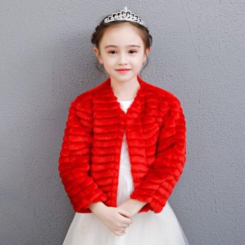 Childrens wool shawl autumn and winter girls go out thickening princess little girl coat flower girl long sleeve warm imitation