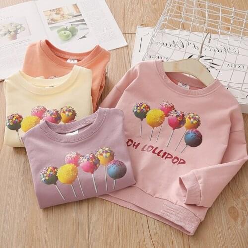 2-8 Years Kids Hoodies Fashion Cotton Lollipop Print Sweatshirts for Girls Spring Autumn Baby Girls Sweatshirt 2019 New Arrival