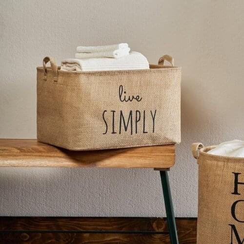 Design Functional Printed Decorative Wicker Straw Jute Basket Foldable Bathroom Kitchen Laundry Clothes Storage Organizer Basket