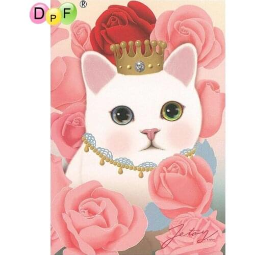 DPF DIY Diamond Embroidery crafts Crown Cat Pink Flower 5D full Round DIY Diamond Painting Magic Cube Cross Stitch Mosaic Decor