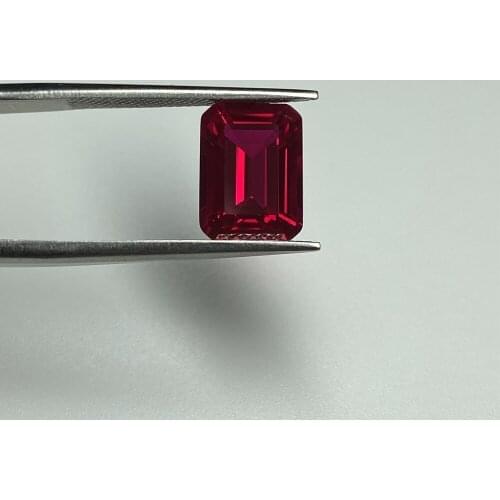 Moisangna Red Color Emerald Cut 10x8mm Lab Grown China Ruby Gemstone for Fashion Jewelry Making