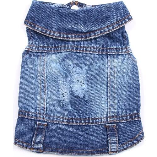 New Pet Dog Jeans Jacket Denim Coats Holes Vest Pet Puppy Spring/Summper Apparel 6 sizes 4 Colours