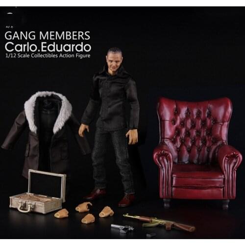 V00013 1/12 Scale Carlo Eduardo Figure Model With Yellow/Blue/Red Sofa Model For Collection