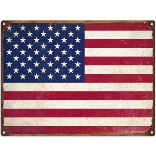 United States Flag Rusty Tin Sign Coffee Shop Vintage Tin Sign Wall Decor Bar Living Room Wall Sticker