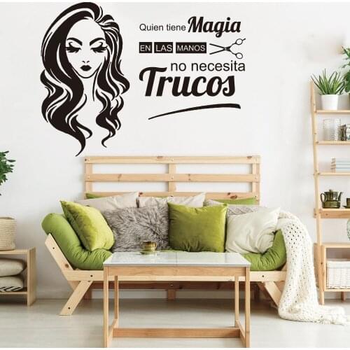 Spanish Beauty Salons Hairdressers Who Has Magic Wall Sticker Hair Nail Spa Beauty Salon Shop Window Glass Wall Decal Vinyl Art