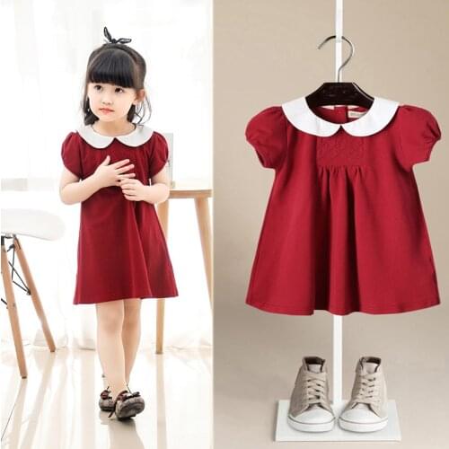 Summer Baby Girl Dress Perter Pan Collar Cute Cotton Dresses Toddler Casual Tops Kids Princess Party Dresses 1 2 3 4 5 6 years