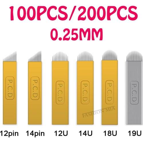 Microblading Needles U Shape PCD 12/14/19/21 Pins Permanent Makeup Eyebrow Tattoo Blades For 3D Embroidery Manual Tattoo Pen