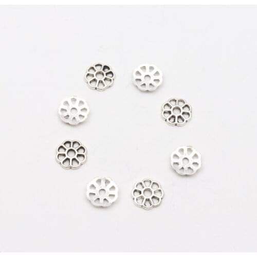 50pcs Antique Silver Color Octagon Hollow Petal-Shaped Metal Gasket Petals Bead Caps Connectors For Jewelry diy bracelet making
